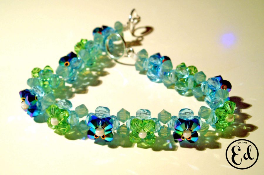 Pulsera FLORES (Jet AB2x-Peridot- Pacific Opal)
